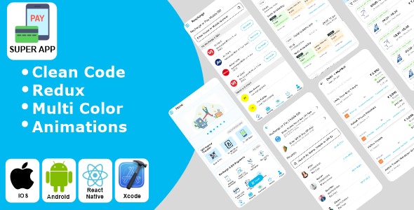 Super App – Ticket Booking | Bill Pay | Recharge | Payment Transfer | Online Payment React Native iO