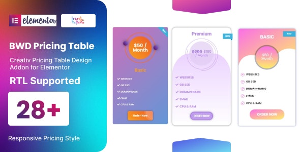 BWD Pricing Table addon for elementor