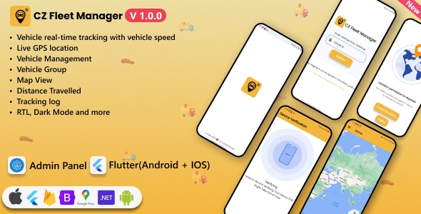 CZ Fleet Manager GPS realtime fleet tracking application .NET Flutter | Full Solution