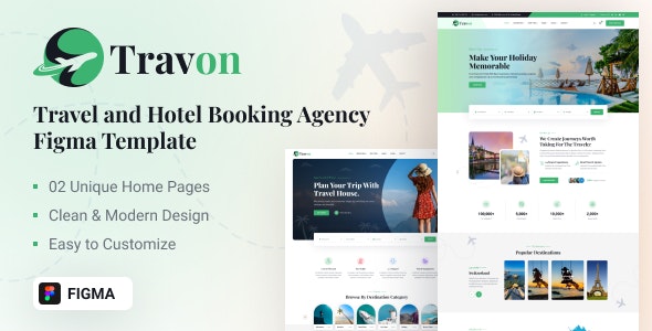 Travon – Travel And Hotel Booking Agency Figma Template