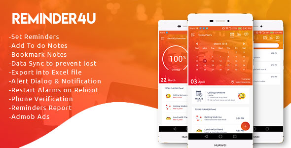 Reminder4u (Reminder + To Do Notes) with Data Sync
