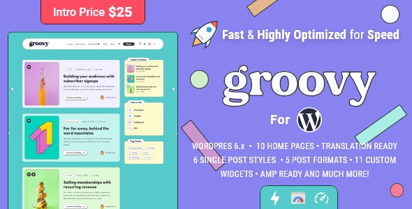 Groovy – Modern  Lightweight Blog for WordPress