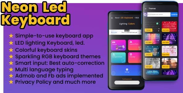 Neon LED Keyboard: RGB  Emoji – Ads Implemented