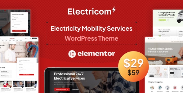 Electricom – Electricity Mobility Services WordPress theme