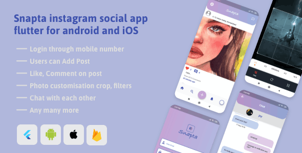 Snapta instagram clone app flutter android and iOS