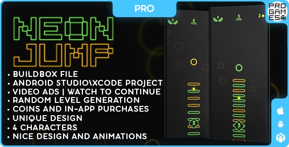 Neon Jump (PRO) – BUILDBOX CLASSIC – IOS – Android – Reward video