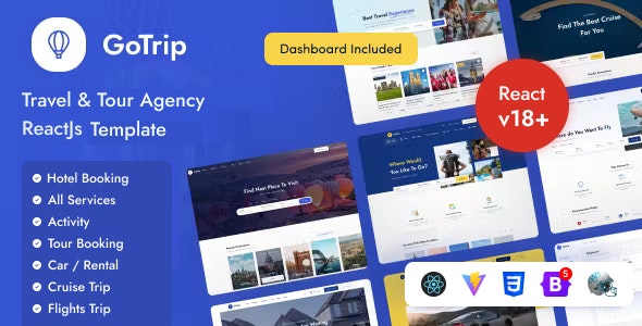 GoTrip – Travel  Tour Agency ReactJS Template