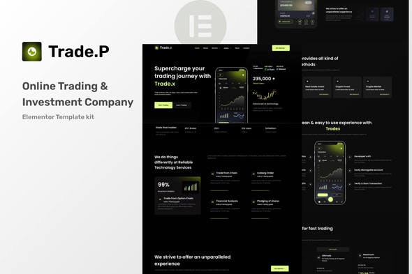 TradeP – Trading  Investment Company Elementor Template Kit