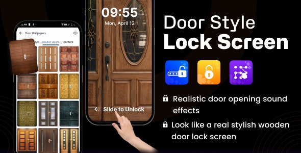 Door Style Lock Screen – Shutter Lock Screen Themes – Admob – Android App