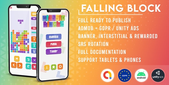 Falling Block (Tetris Game) Admob + GDPR + Unity