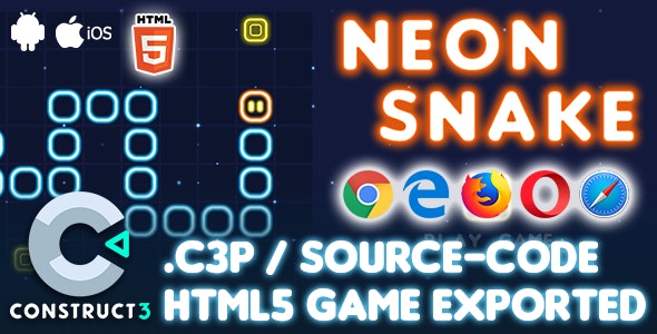 Neon Snake HTML5 Game – Construct 3 All Source-code