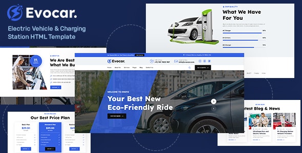 Evocar – Electric Vehicle  Charging Station HTML Template