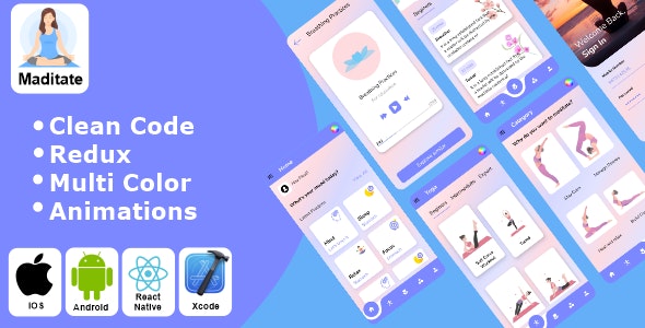 Meditate – Yoga and Meditation App React Native iOS/Android App Template