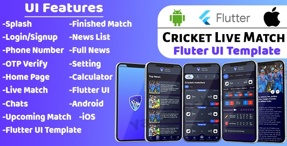 Cricket Live Match UI Template | Flutter 2.0 |