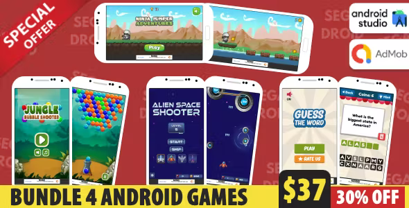 Bundle 4 Android Studio Games with AdMob Ads