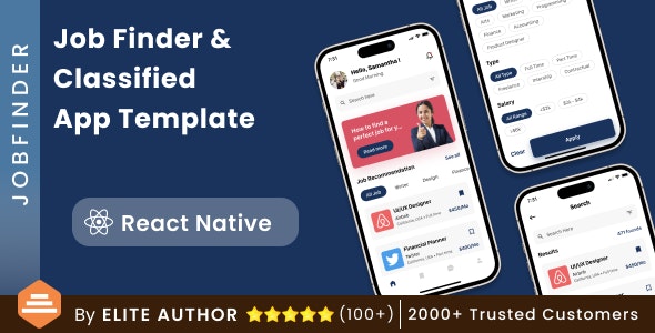 Job Classifieds App in React Native | Job Finding App| Recruitment Portal Job App | JobFinder