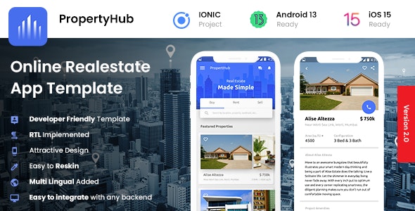 2 App Template| Real Estate App| Property Buying Selling App| Property eCommerce App| Propertyhub