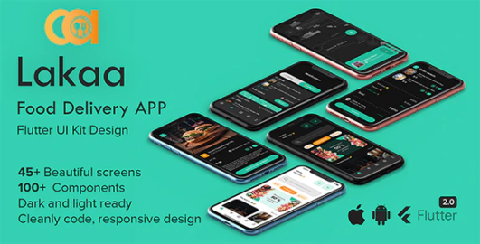 Lakaa – Best food delivery APP Template – Flutter 2.0 – Android & IOS UI Kit