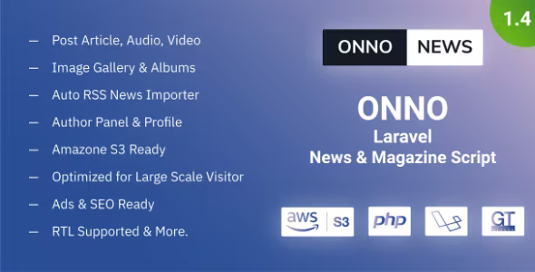 ONNO – Laravel News  Magazine Script v1.4.3