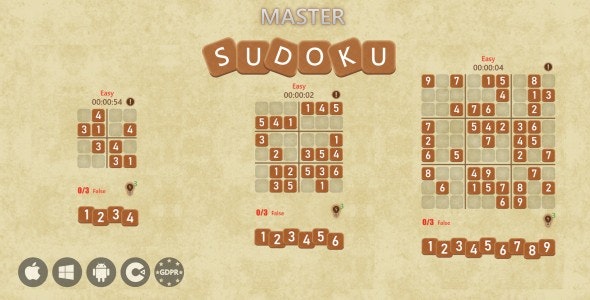 Master Sudoku – HTML5 Game (Construct 3)