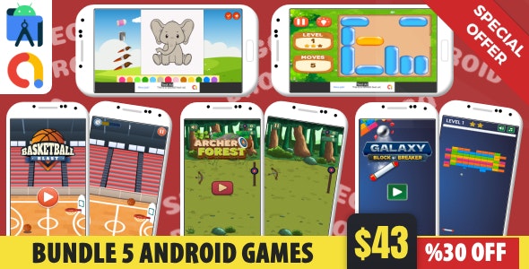 Bundle 5 Android Studio Games with AdMob Ads