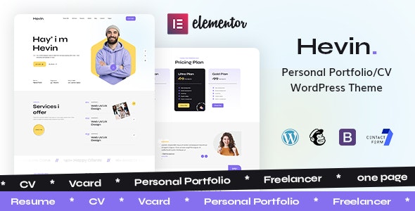 Hevin – Personal Portfolio/CV WordPress Theme