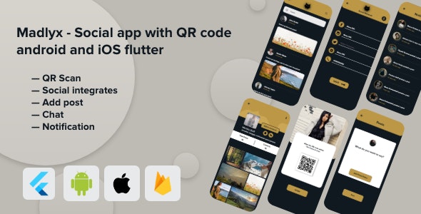 Madlyx – Social app with QR code android and iOS flutter