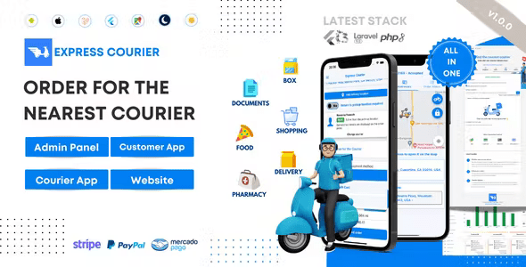 Express Courier Company and Delivery Man with Customer and Courier App, Website, and Admin Panel 2.0.1