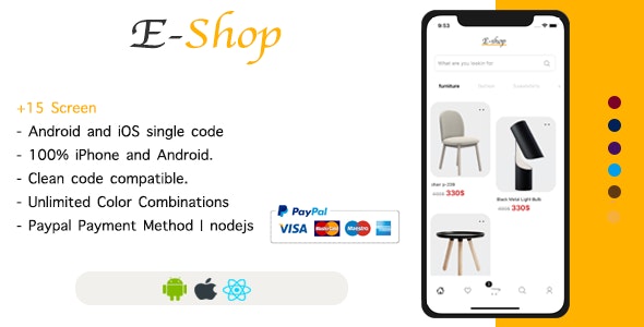 E-Shop – React Native Ecommerce Template / Redux / JSON Server