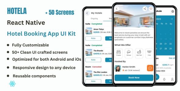 Hotela – React Native Hotel Booking App Template UI KIT