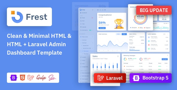 Frest – Bootstrap 5 HTML, Laravel & Asp.Net Admin Dashboard Template