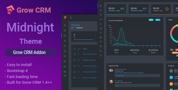 Midnight – Grow CRM Dark Theme Addon