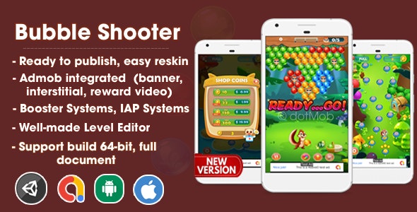 Bubble Shooter – Unity Template Project (Android + iOS + AdMob)