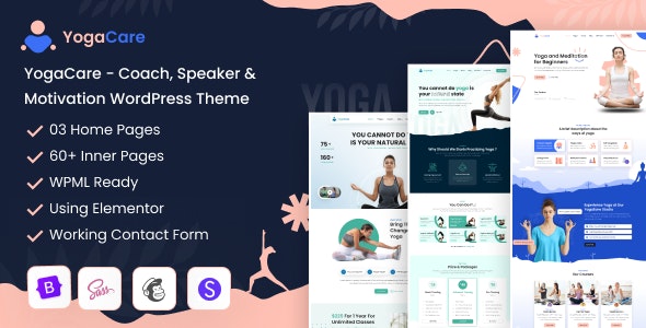 YogaCare – Coach, Speaker  Motivation WordPress Theme