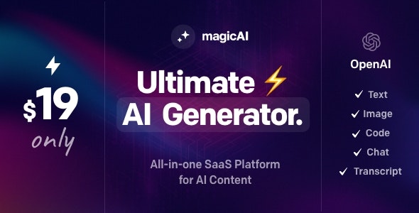 MagicAI – OpenAI Content, Text, Image, Video, Chat, Voice, and Code Generator as SaaS 7.2