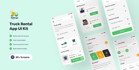 TriForge – Truck Renal App Figma Template