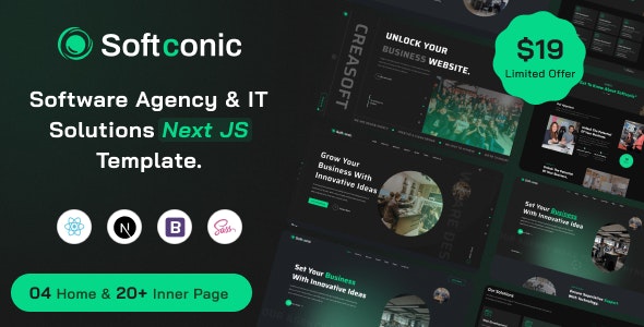 Softconic – Software Agency and IT Solutions React Next JS Template