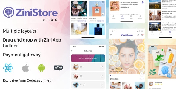 ZiniStore – Full React Native Service App for Woocommerce