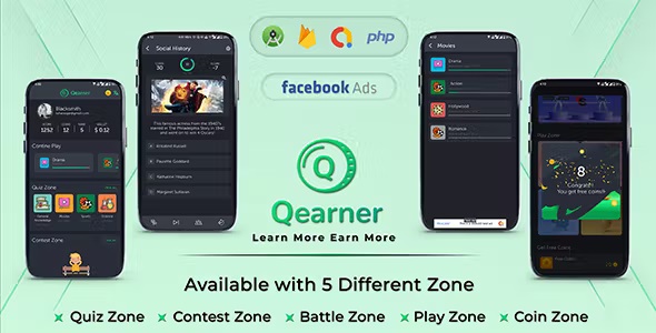 Qearner – Quiz App | Android Quiz game with Earning System + Admin panel