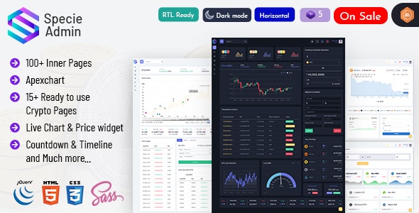 Specie – Cryptocurrency Admin Dashboard Template Bitcoin ICO Cards