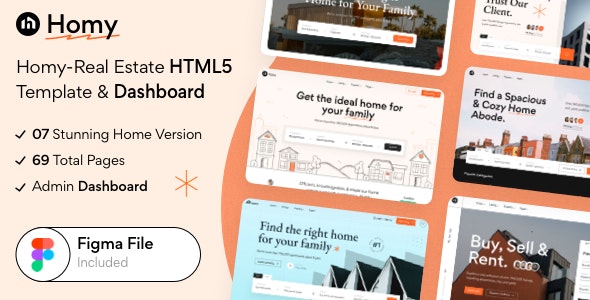 Homy – Real Estate HTML5 Template  Dashboard