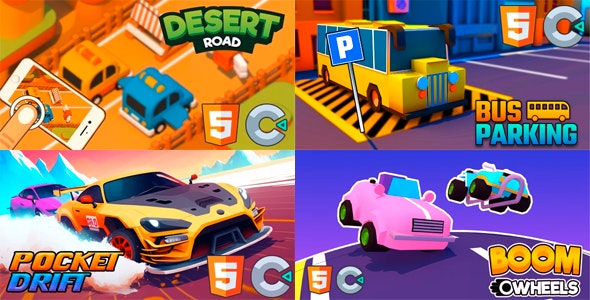 4 Racing Game in 1 – Construct 3 Racing Game Bundle