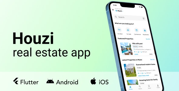 Houzi real estate app | Flutter Android iOS | Houzez 1.4.2