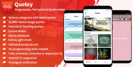 Quotey – Image Quotes, Text Quotes & Quotes Maker (Fully Animated UI)