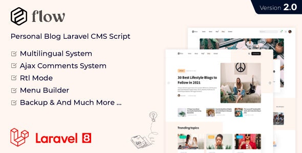 Flow – Laravel Personal Multilingual Blog Script 3.4.0