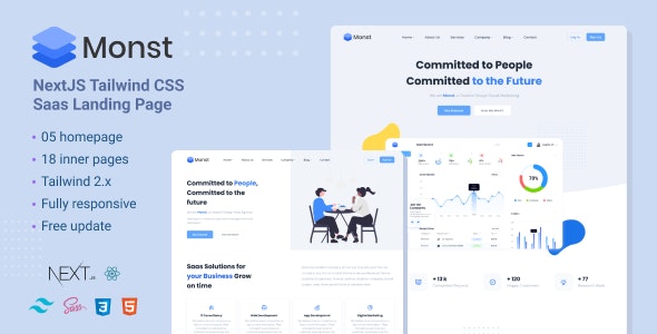 Monst – NextJS Tailwind CSS landing page