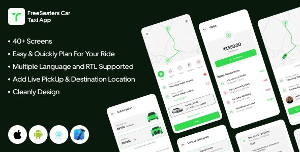 FreeSeaters Taxi Customer UI Kit | Template