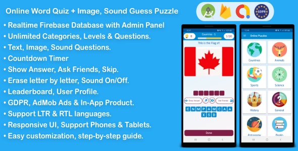 Online Word Quiz + Image Guess Puzzle Game for Android 2.5