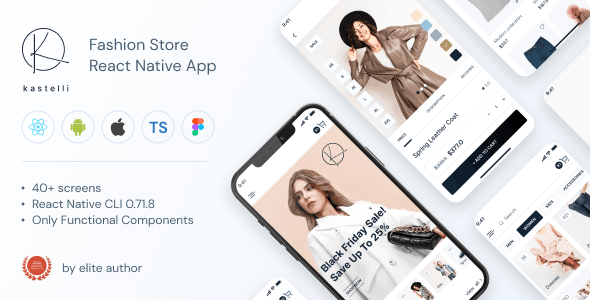 Kastelli – Fashion E-Commerce React Native App | CLI 0.71.8 | TypeScript | Redux Store