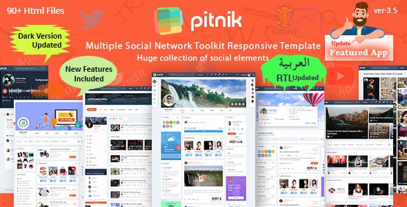 Pitnik – Social Network Social Media Community UI Toolkit Responsive Template